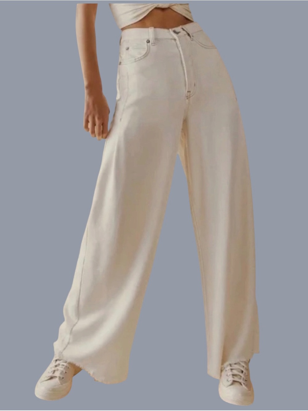 We The Free High-Rise Wide-Leg Cream Trousers